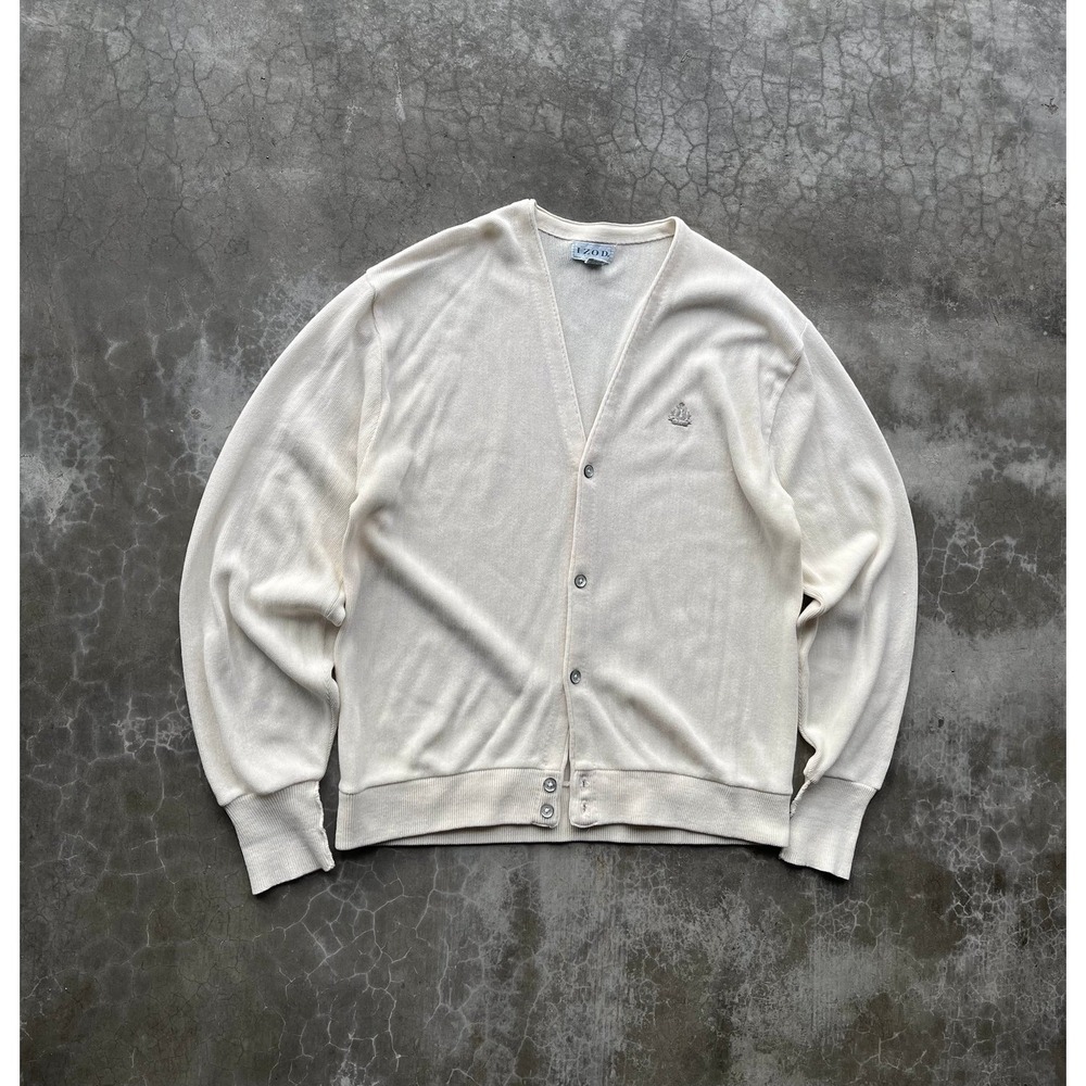 Vintage 90's Izod Lacoste White Cardigan Sweater XL